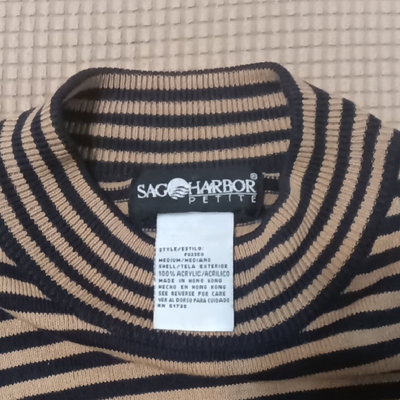 Sag Harbor Black and Tan Striped Blouse - Picture 3 of 3